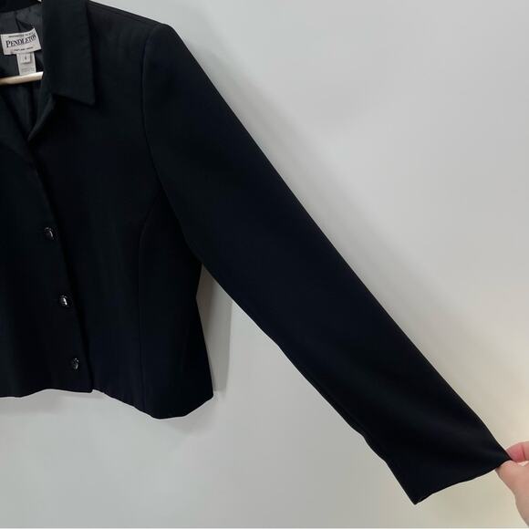 Vintage 90s Pendleton Y2K Black Button Front Office Preppy Blazer Jacket Size 6 - Picture 3 of 9